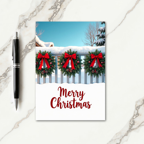 Wreath And Snow Christmas Card
