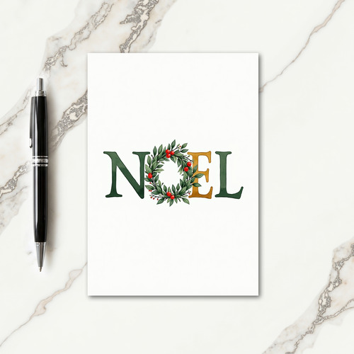 Wreath Green Gold Christmas Card