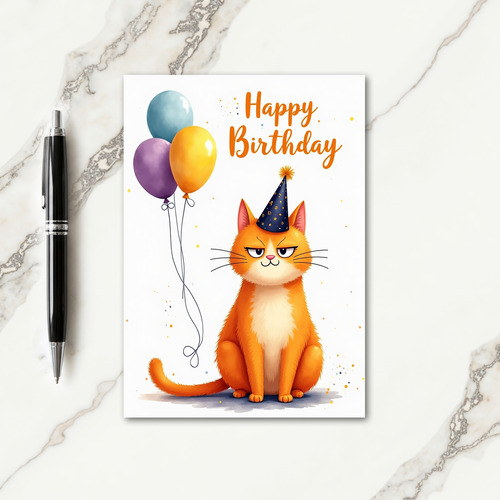 Wry Feline Birthday Card