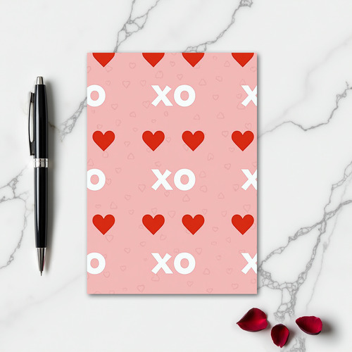 Xo And Hearts Love Pattern Card