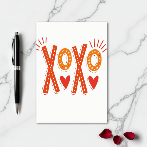 Xoxo Folk Art Love Card