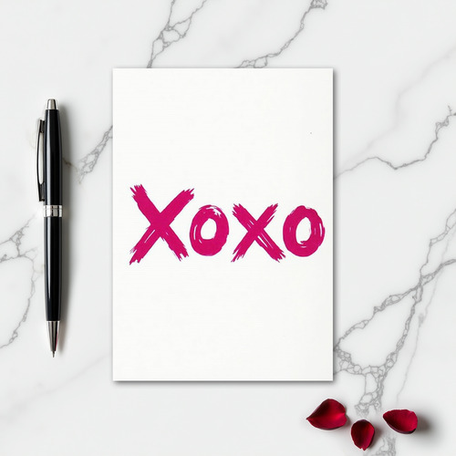 Xoxo Fuchsia Brush Hugs Card