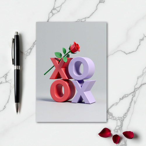 Xoxo Red Rose Love Card