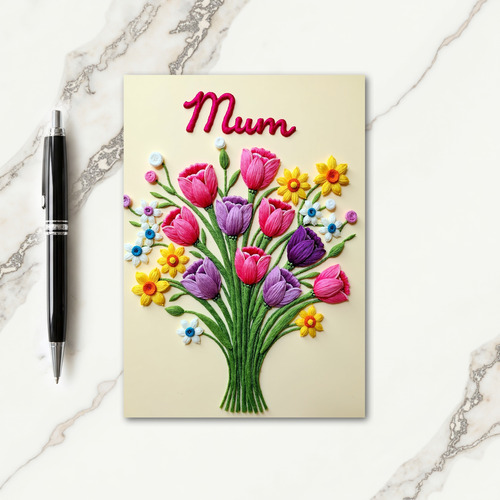 Yarn Floral Mums Day Card