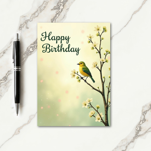 Yellow Bird Birthday Card