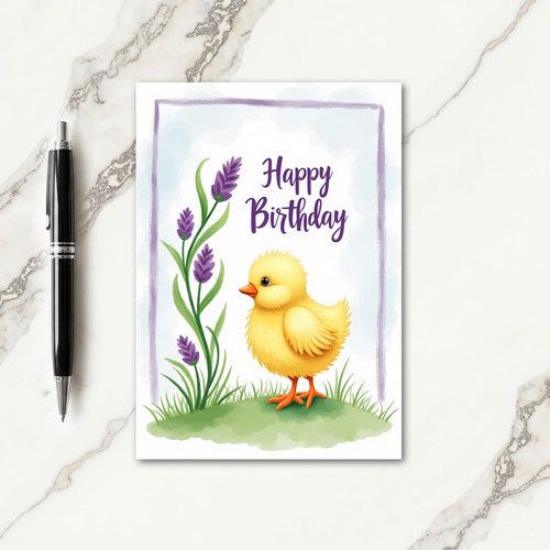 Yellow Bird Floral Birthday Card