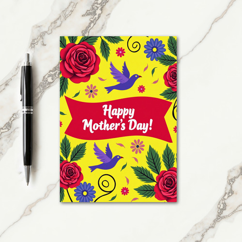 Yellow Birds Pattern Greeting Card