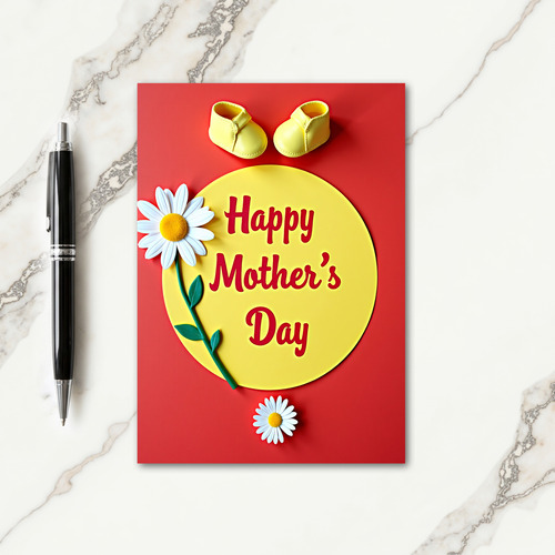 Yellow Booties Mothers Day Card