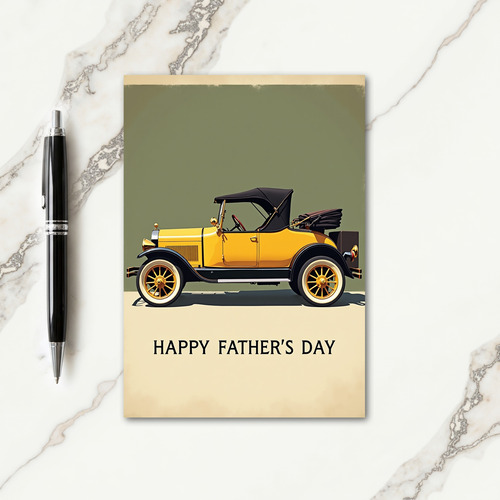 Yellow Car Fathers Day Greeting Card