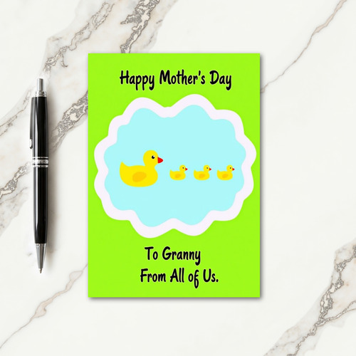 Yellow Duck Family Mothers Card