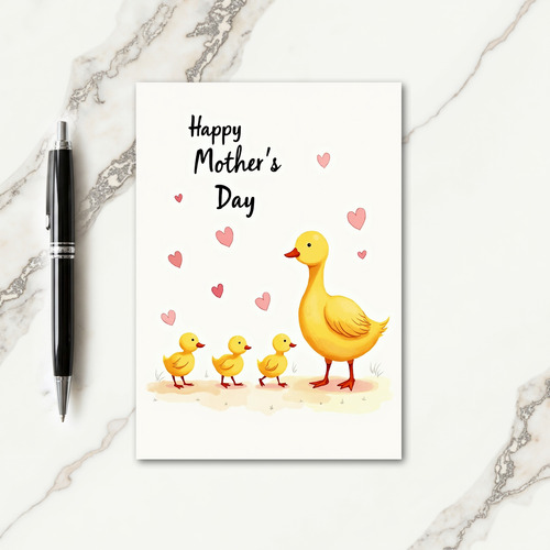 Yellow Duck Mothers Day Card