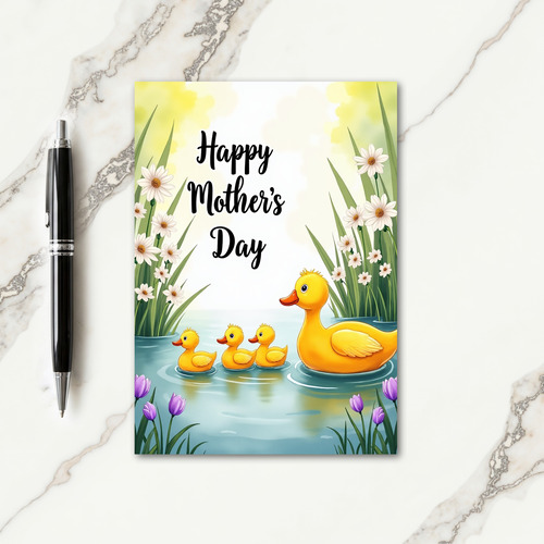 Yellow Ducklings Mothers Day Card