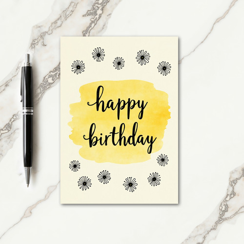 Yellow Floral Birthday Card