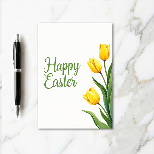 Yellow Floral Happy Easter Card