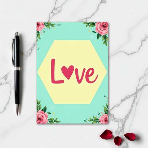Yellow Hexagon Love Card