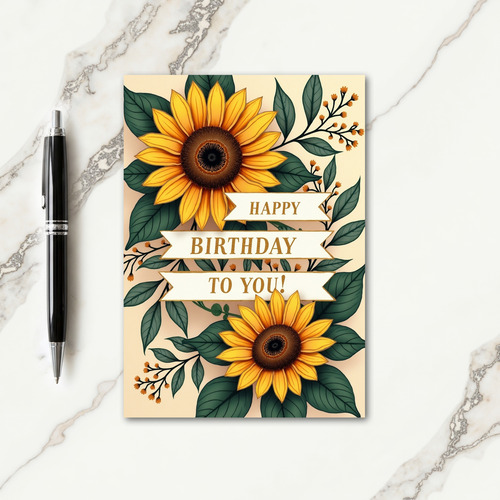 Yellow Petal Birthday Card