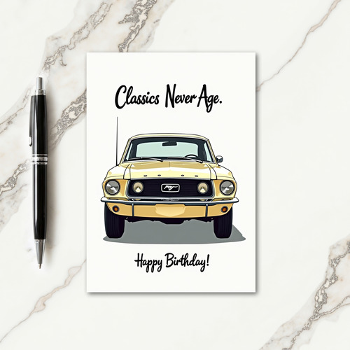 Yellow Roadster Birthday Card