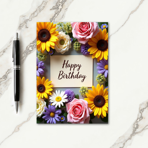 Yellow Rose Birthday Card