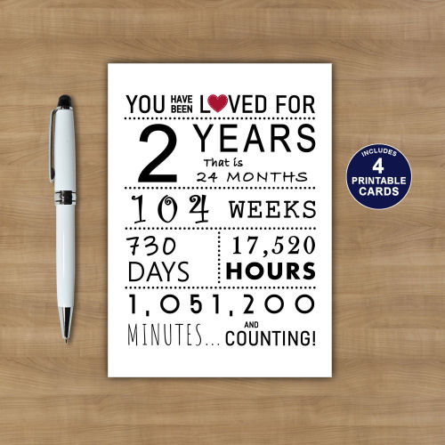 You Have Been Loved 2 Years Printable Birthday Card