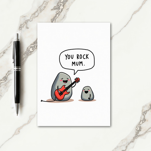 You Rock Mum Pebble Art Card