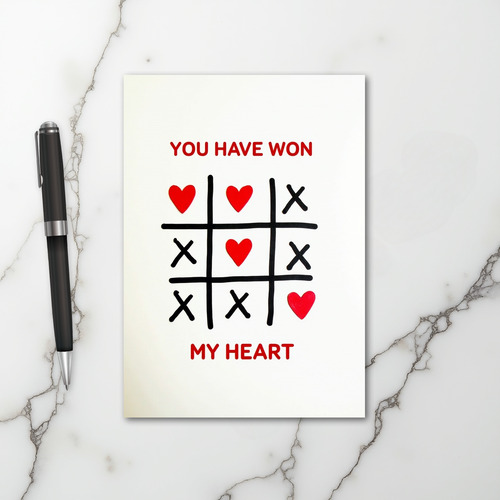 You Won My Heart Tic Tac Toe Card