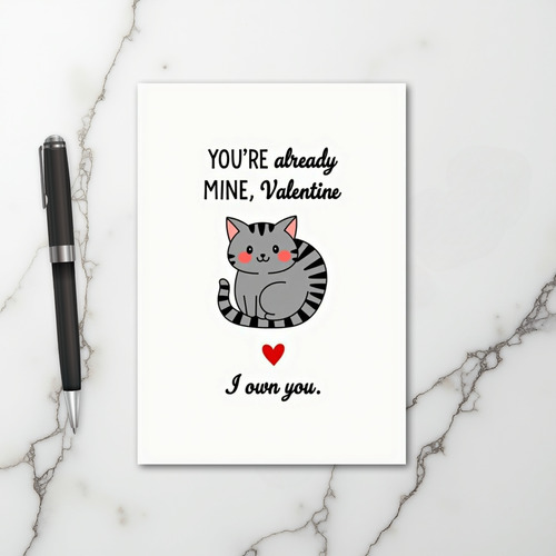 Youre Mine Valentine Cat Card