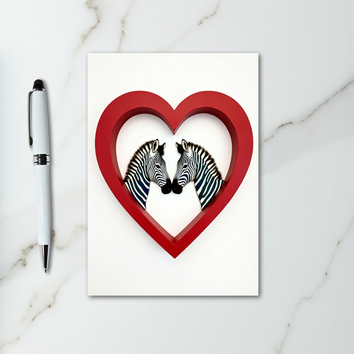 Zebra Couple Love Heart Card