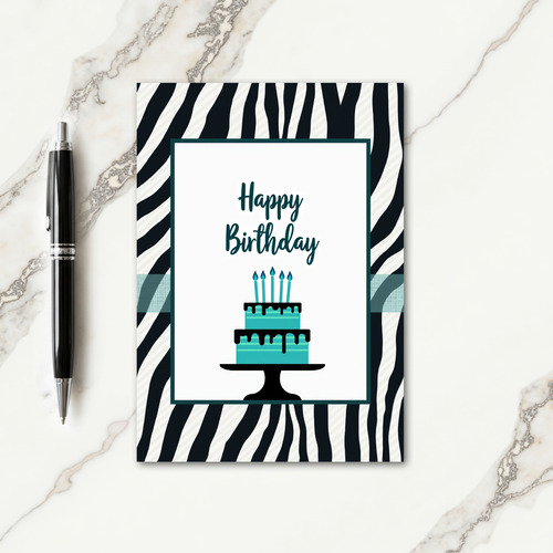 Zebra Stripe Birthday Cake Card