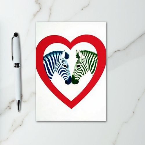 Zebras In Love Striped Card